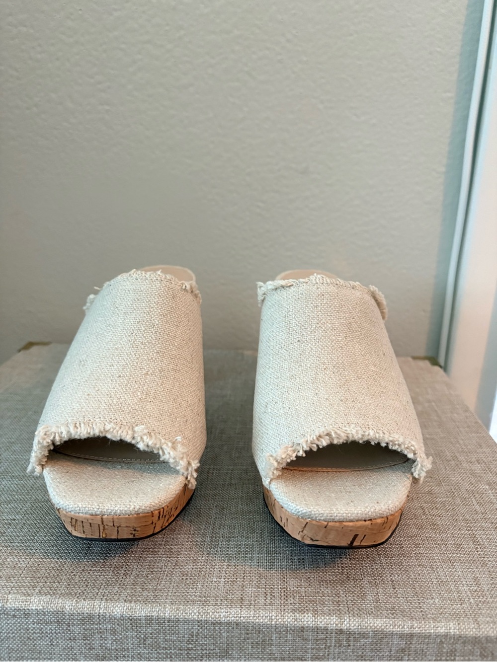 Pelle Moda Natural Linen Cork Platform Mule - Picture 5 of 7